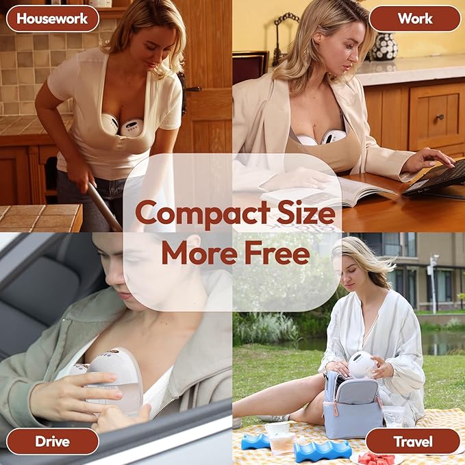 NCVI Hands Free Breast Pump 8131, Wearable Breastfeeding Pump with 4 Modes & 9 Levels, Portable Rechargeable Milk Pump with LED Display, Low Noise & Discreet, 19/21/24 mm Flanges, White