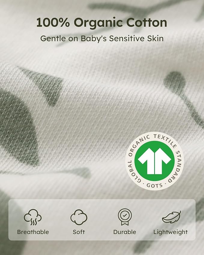 Yoofoss Baby Sleep Sack 0-6 Months Wearable Blanket for Babies 100% Organic Cotton 2-Way Zipper TOG 0.5 Toddler Sleeping Sack 3 Pack, Sleep Sacks