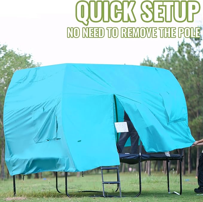 Gardenature 10FT/12FT/14FT Trampoline Tent(Tent Only), Fit Round Trampolines, Shade Cover with LED Light, Outdoor Trampolien Accessories, Anti-Tear, Beige