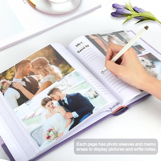 RECUTMS Photo Album with 200 Photos, Leather Cover with Front Window, 4x6 Picture Albums Book for Wedding, Family, Baby, Kids, Birthday, Couple (Beige)