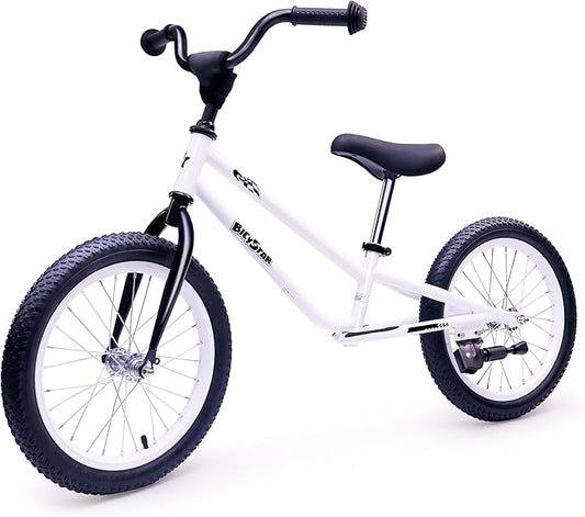16 Inch Kids Balance Bike for 5-8 Year Old, BMX Kids Bike with No Pedals, Air Rubber Tires, Footrests, Adjustable Height for Big Kids, Boys, Girls