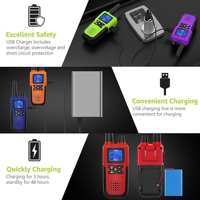 Walkie Talkies Rechargeable for Adults Long Range with Earpiece NOAA Weather Alert, Multi-purpose 2 Way Radio 6 Pack for Team Work Senior Care Kid Adventure Family Camping Hiking Skiing Cruise