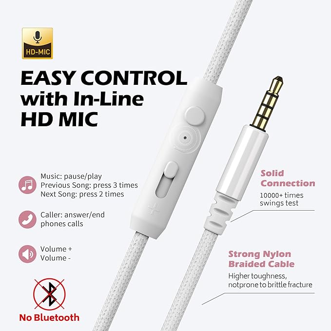 AILIHEN C8 Girls Headphones, On-Ear Headphones Wired with Microphone and Volume Control Foldable Corded Stereo 3.5mm Headset for Girls School Chromebook Laptop Computer PC Tablets Travel (Rose Gold)