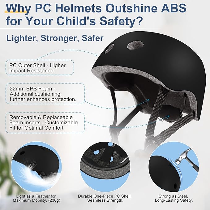 Vvinca Kids Toddlers Bike Helmet Adjustable for Ages 3-5-8 Years, Knee Pads and Elbow Pads Set Wrist Guard Sports Protective Gear Set for Roller Skate Bicycle Skateboard Scooter Girl Boy Birthday Gift