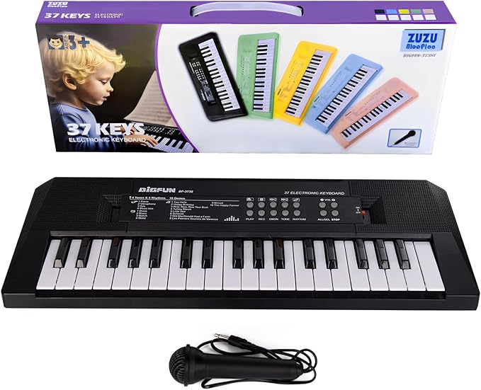 Kids Piano Keyboard, 37 Keys Portable Music Keyboard Early Learning Educational Electronic Music Piano Instrument Toys for 3 4 5 6 Year Old Boys and Girls (Black)