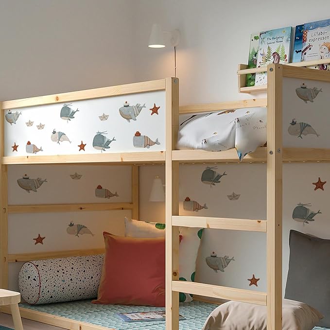 Whale Wall Decals for Nursery – 18 Decals, Ocean Theme Removable Stickers for Kids Room, Sea Animal Baby Room Decor, Reusable Wall Stickers for Furniture & Glass (6 Sheets)