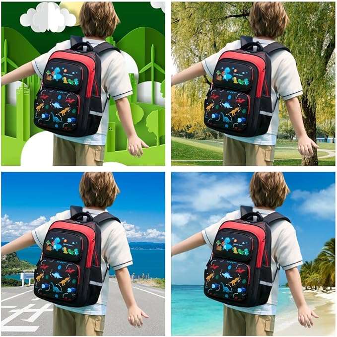Toddler Backpack for Boys, 17 Inch Kids Dinosaur Backpack for Children Teens Waterproof School Travel Backpacks