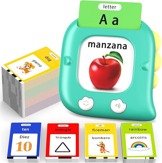 Kidzdo Talking Flashcards for Toddlers, 520 Bilingual English Sight Words Educational Learning Toy, Birthday Xmas Gift for Kids 2-6, Pocket Speech Therapy Toys