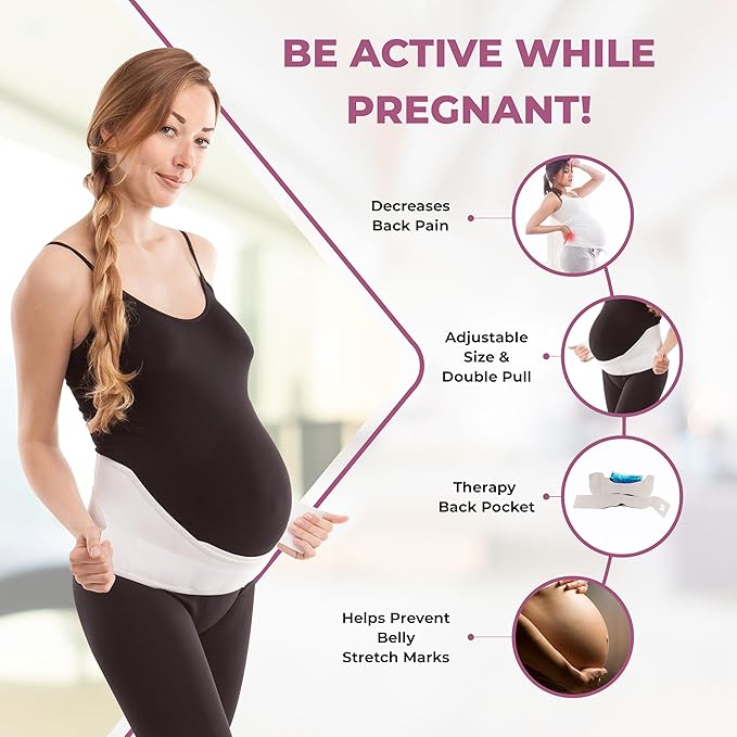 Gabrialla Made in USA Pregnancy Belly Band, Soft & Breathable Maternity Belly Band – Pregnancy Belt for Back, Pelvic & Waist