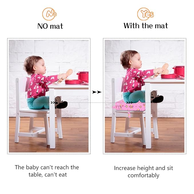Toddler Booster Seat for Dining Table, Portable Kids Booster with Adjustable Safety Buckles, Non-Slip Bottom, Travel Cushion