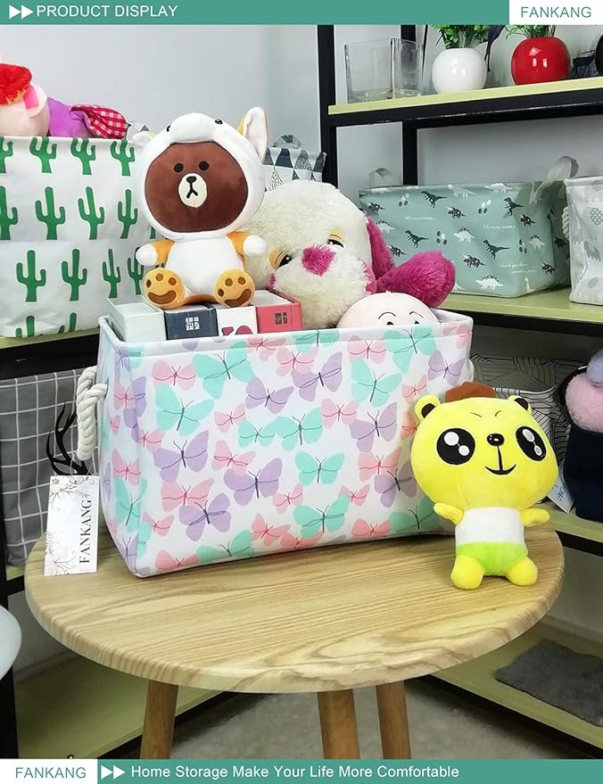 FANKANG Rectangular Laundry Basket Nursery Storage Fabric Storage Bin Storage Hamper,Gift Baskets (Butterfly)