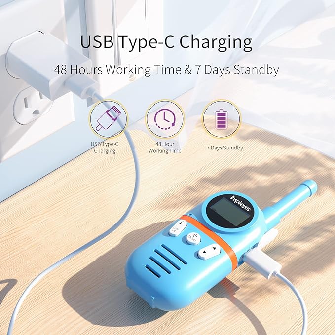 Walkie Talkies for Kids Rechargeable,Toys for Boys and Girls Ages 3-12, 2 Pack Long Range 2-Way Radios, Birthday Gifts,Christmas Stockings, Outdoor Play, Family Games, Hiking Camping Gear