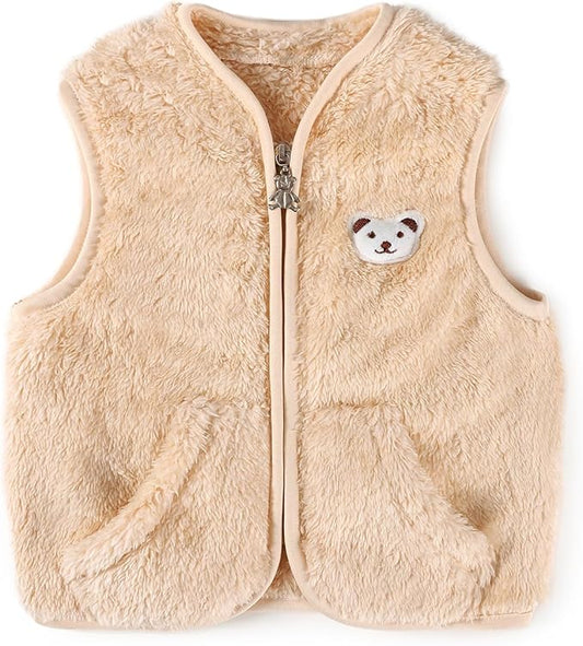 Baby Boys Girls Fleece Vest Zip Up Cute Bear Jackets Fuzzy Fall Winter Warm Clothes Newborn Outwear for Toddler Infant