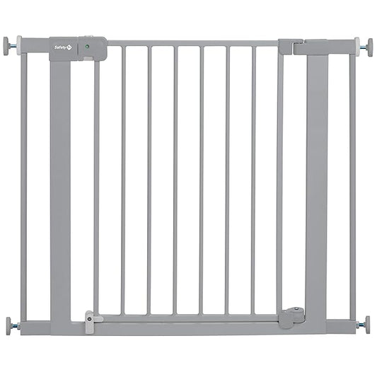 Safety 1st Easy Install Baby Gate for Doorways, Auto-Close Pressure-Mounted Magnetic Latch, Indoor Dog Gates, No Drilling, Fits 29"-38", Grey