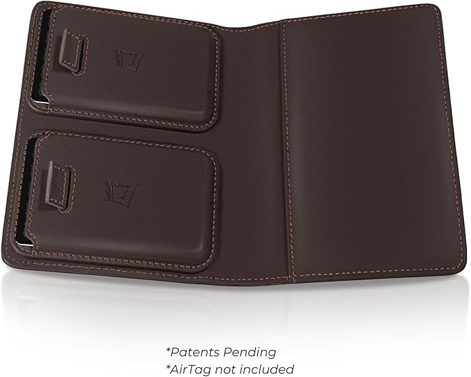 Kings Loot Passport Holder Wallet | RFID Blocking Leather Travel Wallet with Built-in Airtag Holder | Holds 1-6 Cards & Passport | Easy Pull Tab | Travel Wallets (Truffle)