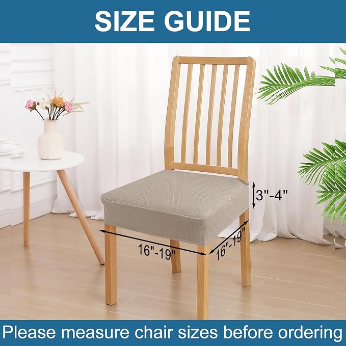 Smiry Waterproof Seat Covers for Dining Room Chairs Set of 8, Stretch Jacquard - Image 2