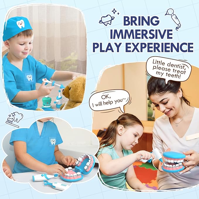 Lehoo Castle Doctor Kit for Toddlers 3-5, Kids Dentist Play Set, Toys for 4+ Year Old Girls Boys, Pretend Play for Toddlers 2-4, Kids Doctor Playset, Medical Kits for Boys 3+