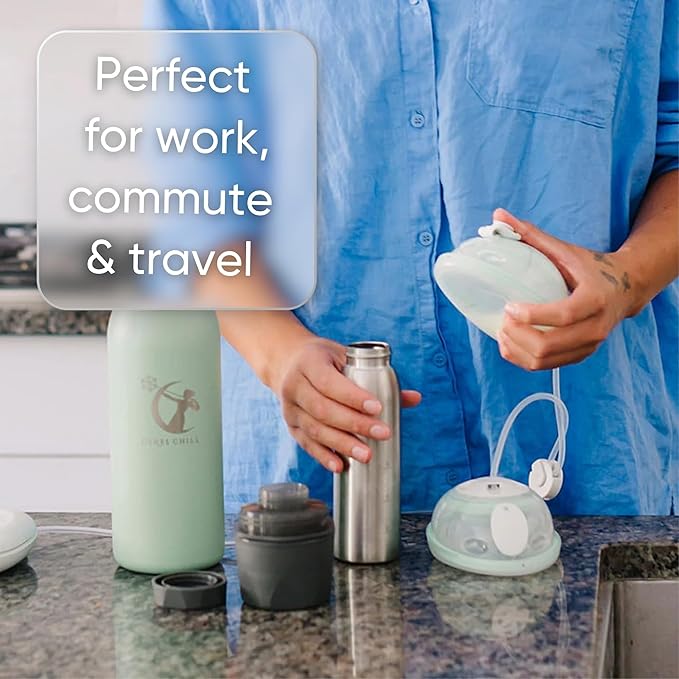 CERES CHILL OG Breastmilk Chiller, Reusable Storage Container, Up to 34 oz. - Bottle Cooler Keeps Milk at Safe Temperatures for Up to 20 Hours, Connects w/Most Pumps (White)