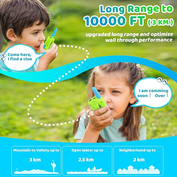 Vvinca Rechargeable Walkie Talkies for Kids 4 Pack, 5-7 Year Old Boy Toys Long Range 22 Channels 2 Way Kids Walkie Talkie with Flashlight for Camping Hiking Indoor Outdoor 3 4 5 6-12 Girl Boy Gift