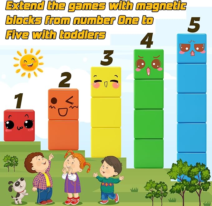 48PCS Magnetic Blocks for Toddlers Toys, Large Magnetic Cube Toy for Sensory STEM Education Preschool Magnet Toys for 3 4 5 6 Year Old Boys and Girls, Compatile with Mine Magnet World