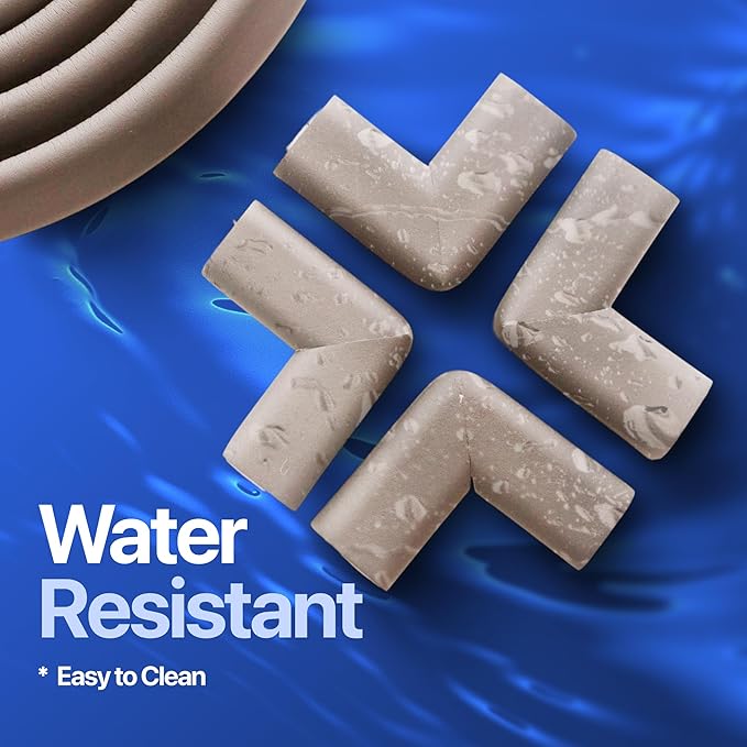 Sharp Edge & 16.2ft Furniture Safety Guards | Protective Foam Cushion | 15ft Bumper 4 Adhesive Childsafe Corners | Baby Child Proofing Foam Set and Safe for Table, Fireplace, Countertop | Gray