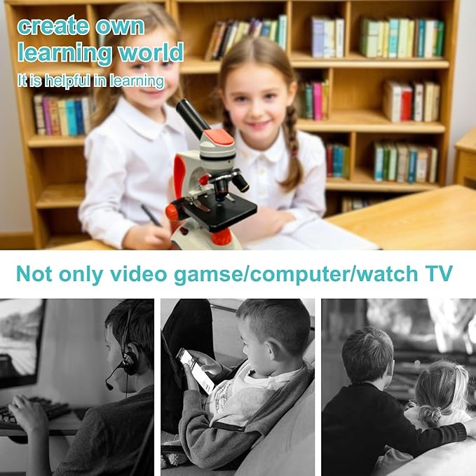 Mental Compound Microscope for Kids Students Adults,40X-2000X, Experience Kits for Home Education,School Laboratory with Phone Adapter