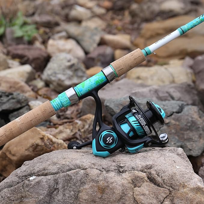 Sougayilang Fishing Rod and Reel Combo, 2-Piece 5-Foot 6-Inch Graphite & Fiberglass Rod, Durable and Strong, Quickset Anti-Reverse Fishing Reel (1Pack/2Pack)