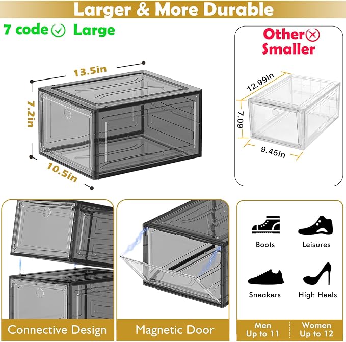 7 code Thicken & Sturdy Clear Shoe Storage Organizer - Image 3