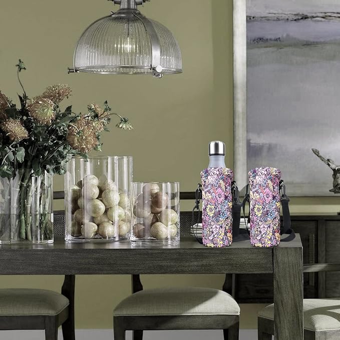 Neoprene Water Bottle Carrier Bag with Adjustable Shoulder Strap for Men Women Walking Hiking,Portable Insulated Holder Case for Stainless Steel/Glass/Plastic Bottles