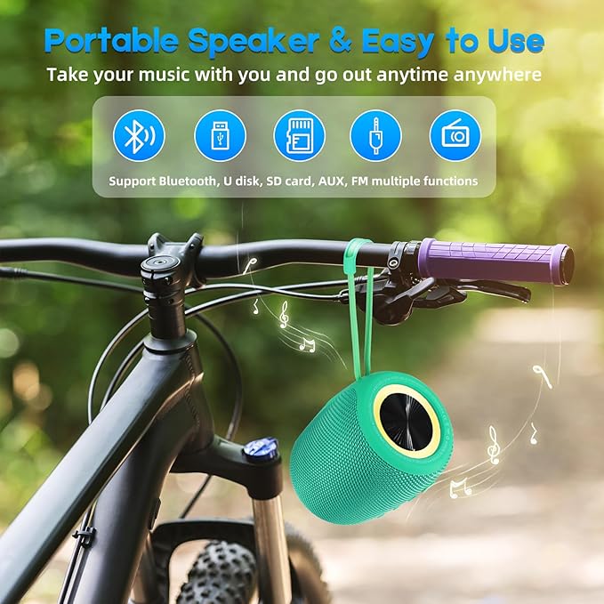 Portable Bluetooth Speaker, BT5.3 Wireless Speaker 20W Bass Diaphragms with Multi LED Light Dynamic Modes, IPX6 Waterproof 16H Playtime supports FM Mode, TF, USB for Home, Cycling, Outdoor, Beach
