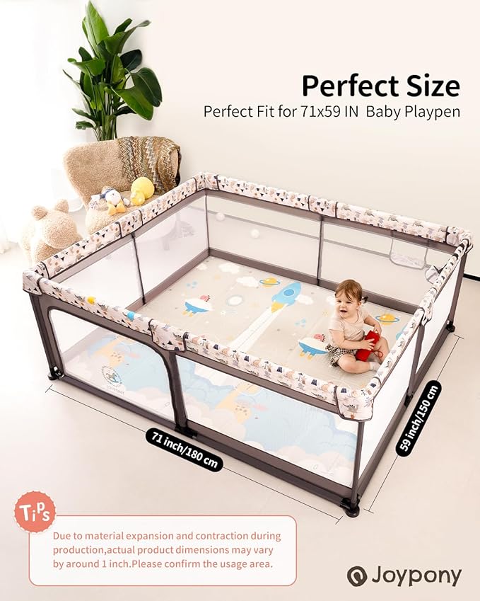 Baby Play Mat, 71x59 Inch Foldable Play Mats for Babies and Toddlers, Waterproof & Anti-Slip Portable Baby Floor Mat for Tummy Time, Baby Mat for Floor with Travel Bag for Indoor Outdoor