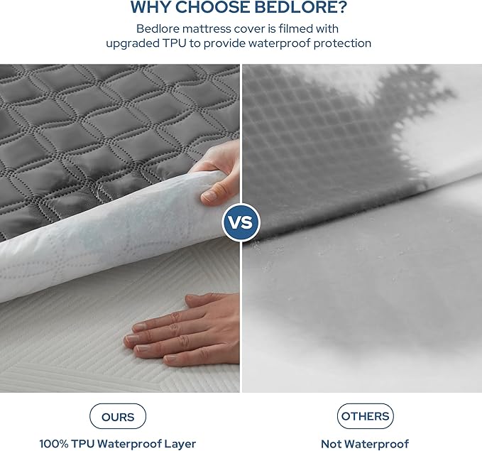 2 Pack Waterproof Mattress Protector, Twin Size Mattress Pad Noiseless with Deep Pocket Fitted for 6"-15", Breathable Dirt-Proof Single Bed Mattress Cover for Bedroom, Dorm Room (Gray)