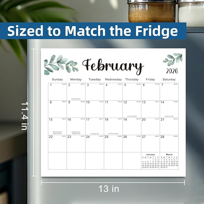2026 Magnetic Fridge Calendar 18 Monthly Magnetic Calendar for Refrigerator 2026 Wall Calendar Planner Runs from January 2026 Until June 2027 Easy Organizing Markers Tearable (Nature)