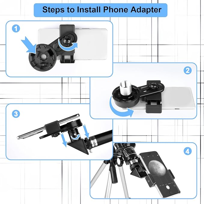 Telescope for Adults & Kids, 70mm Aperture 300mm Refractor Telescope, Portable Travel Refractor Telescopes for Astronomy Beginners with Tripod, Phone Adapter