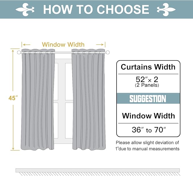ChrisDowa 100% Blackout Curtains for Bedroom with Black Liner, 2 Thick Layers Total Blackout Thermal Insulated Grommet Window Curtains 2 Panels Set (Stone Blue, 52W x 45L)