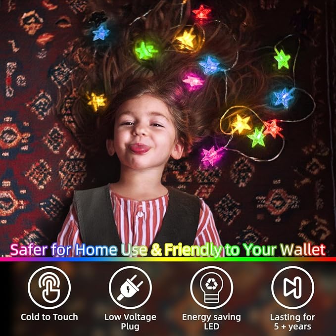 Star String Lights 360 LED 132FT,8 Modes Plug in Star Fairy Lights with Timer & Memory, Indoor Outdoor Star Christmas Lights for Birthday Party Bedroom Wedding Home Classroom Decor Multicolor