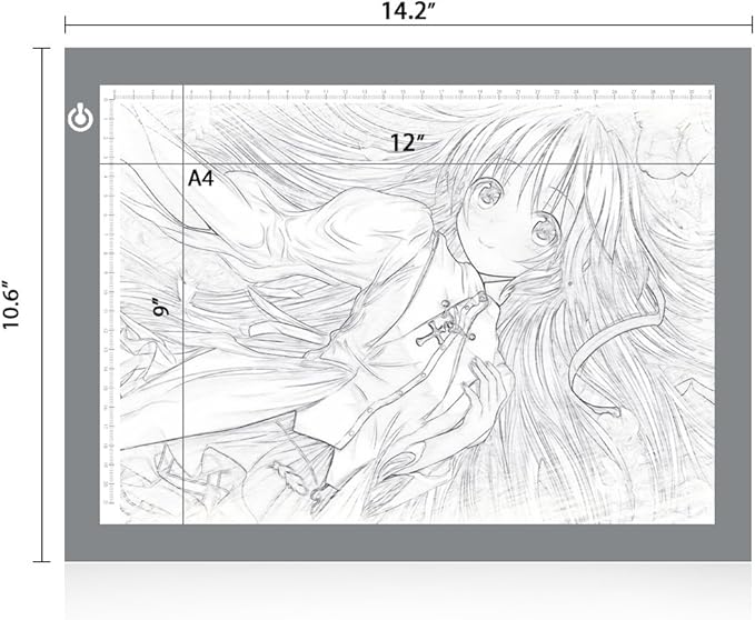 LitEnergy Portable A4 LED Copy Board Light Tracing Box, Silver Ultra-Thin Adjustable USB Power Artcraft LED Trace Light Pad for Tattoo Drawing, Streaming, Sketching, Animation, Stenciling