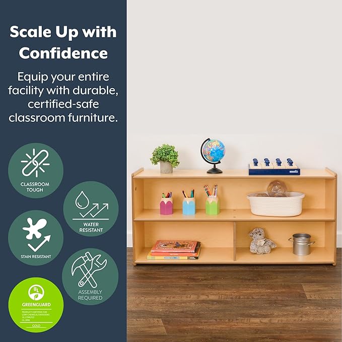 Children’s Factory Kids 2 Shelf Bookshelf Organizer, Classroom Bookshelf for Kids and Toddlers