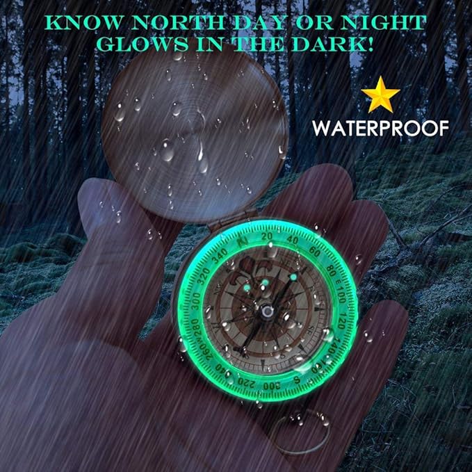 Retro Pirate Telescope Zoomable 25x30 Spyglass Portable Collapsible Handheld Telescope Vintage Monocular for Kids & Survival Gear Compass Pocket Military Compass for Camping Boating