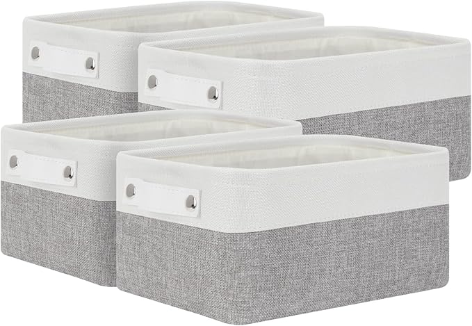Bidtakay Small Storage Baskets for Organizing [4-Pack] Fabric Storage Bins for Baby Organizer Shelf Baskets for Nursery Storage Collapsible Closet Storage Bins for Home Organization - 11.8x7.8x5 In