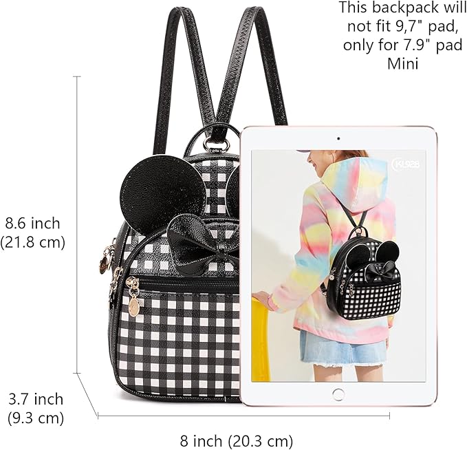 KL928 Girls Bowknot Polka Dot Cute Mini Backpack Small Daypacks Convertible Shoulder Bag Purse for Women
