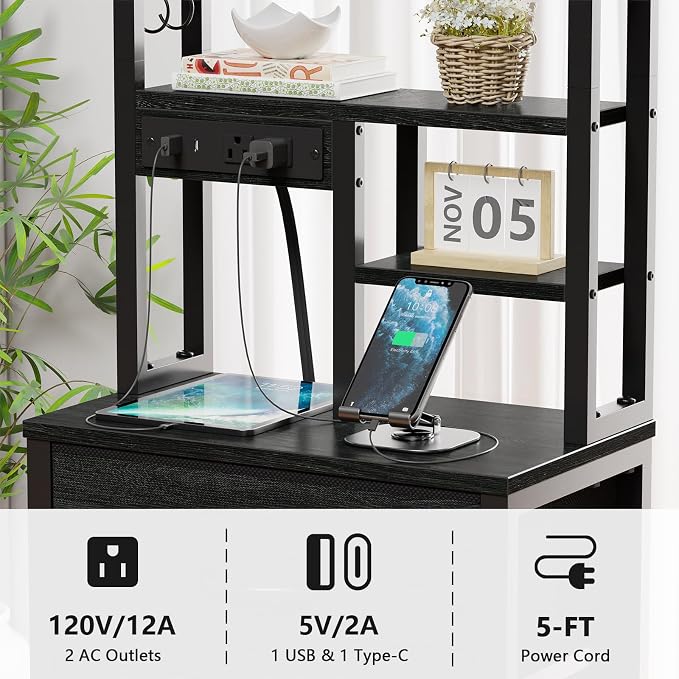 Furnulem Nightstands Set of 2, Tall Night Stand - Image 7