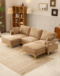 Karl home 99.6" Sectional Sofa, U-Shaped Chenille Upholstered Couch by Karlhome