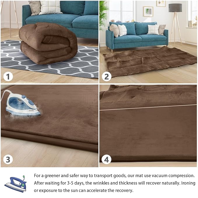 Baby Play Mat for Floor Tummy Time Nursery Rug Muscle Area Rug Playroom Rug Tatami 50 * 50" Memory Foam 1.3" Thick Crawling Mat For Babies,Toddlers, Infants, Kids,Floor Mat,Coffee