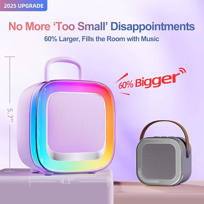 Kinglucky Karaoke Machine for Kids Girls Ages 3-12 with 2 Light-Up Microphones, Bigger Size Yet Portable Bluetooth Speaker with Voice Effects for Birthday, Family Fun & Party (Purple)
