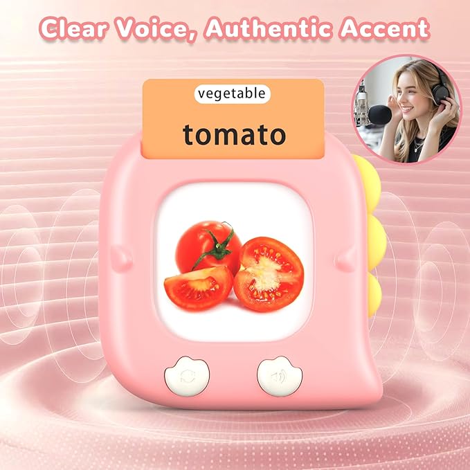 Kidzdo 520 Sight Word Talking Flash Cards, Christmas Birthday Gifts for 2 3 4 5 6 Year Old Girls, ABCs Early Education Learning Toys, Autism Sensory Toys for Autistic Toddlers Ages 2-6, Pink