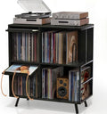 Faesun 3 Tier Flip Top Record Player Stand, Vinyl Record Storage Holds up to by Faesun