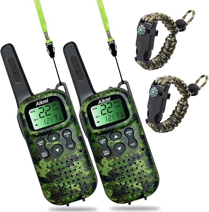 Toys for Boys Walkie Talkies for Kids 6 7 8 Year Old Boy Pretend Play Police Military Spy Hunt Camp Outdoor Toys for Kids Birthday Present Boys Gifts (Green Green)