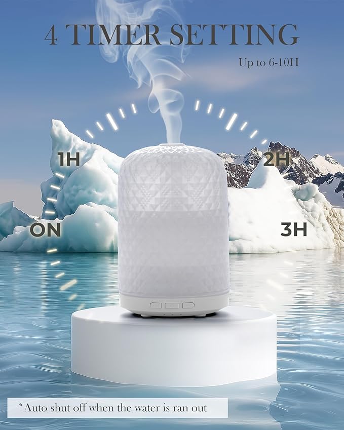 Aromatherapy Diffuser – Ultrasonic Essential Oil Diffuser, Health Night Light, Timer & Auto Shut-Off, BPA-Free, 120ml Diffusers for Home, Office, or Spa