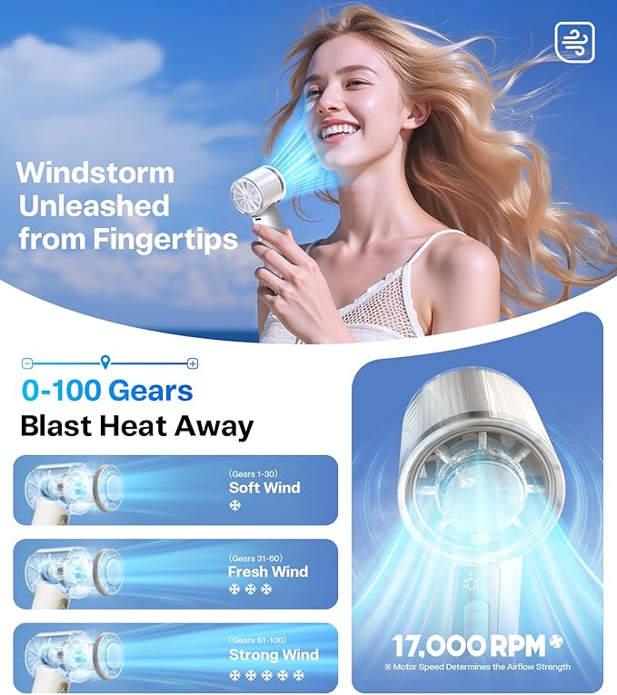 TORRAS COOLiFY iva Handheld Fan with Ice Cooler, [Chill by 50F], 0-100 Adjustable Speed, Super Mini Powerful Portable Fan 5000mAh Rechargeable, Hand Fans for Travel Essentials, Gifts for Women, Ivory